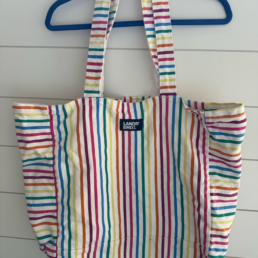 Lands End Colorful Stripe Tote Bag